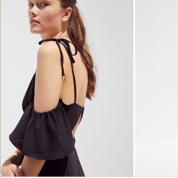 UO black cold off the shoulder midi dress - Picture 3 of 14